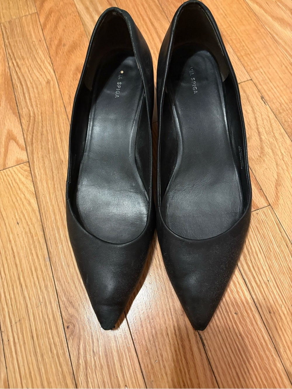 Via Spiga Black Pointed Toe Leather Heels - Size 10